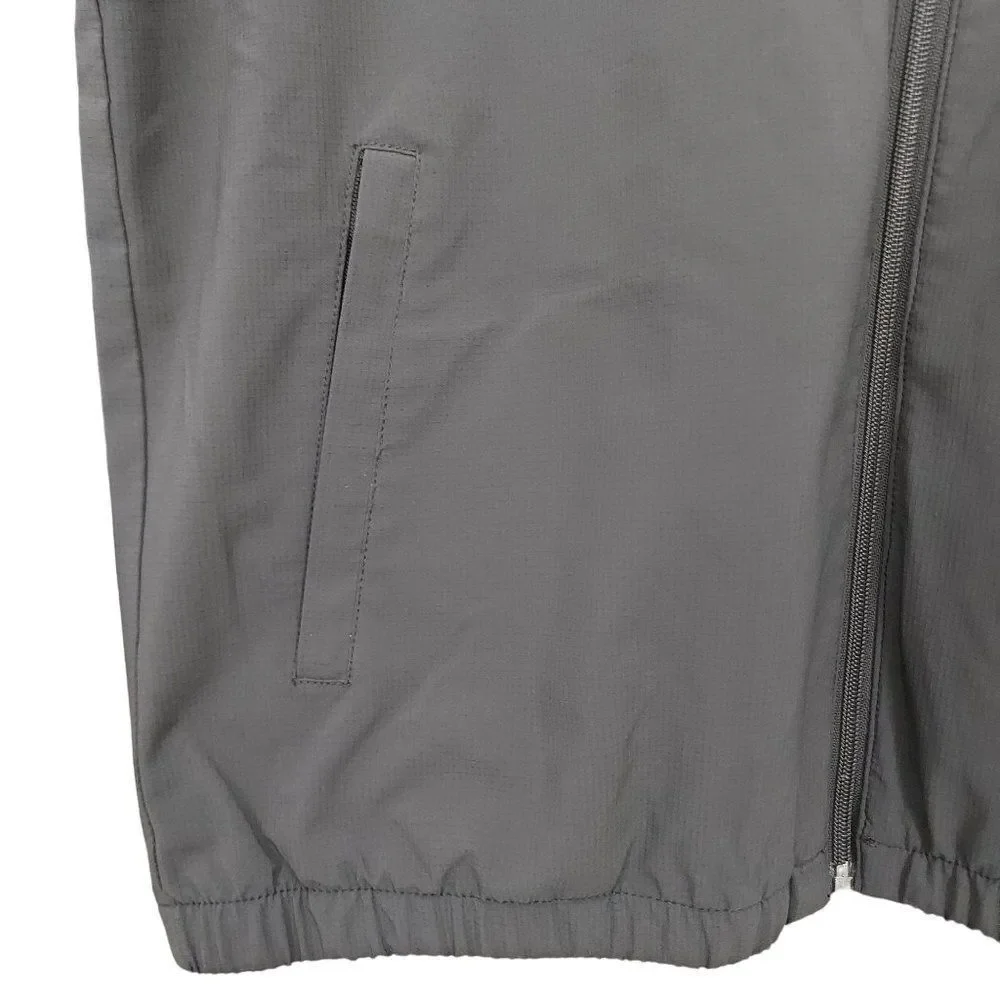 Voyager Windbreaker Jacket Mens Medium Gray Black Hooded Full Zip Waterproof